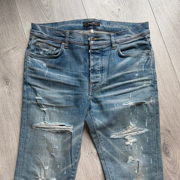 Amiri Men's Distressed Blue Jeans - Picture 2 of 6